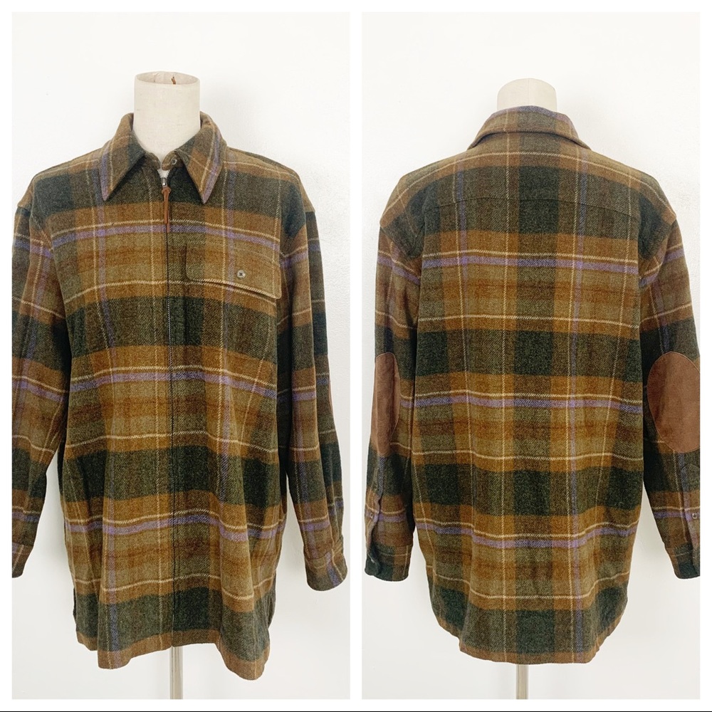 SOLD Vintage L.L Bean Wool Plaid Zip Shirt Jacket - Picture 2 of 9
